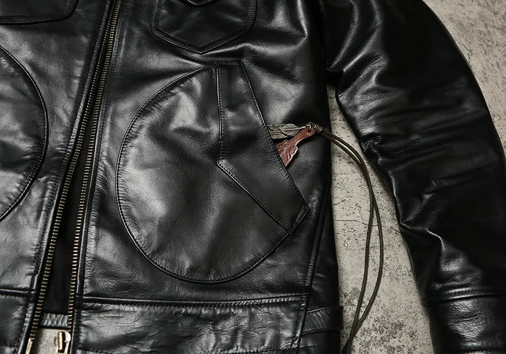 Tailro Brando Batik Cowhide Mendoza Men's Retro Genuine Leather Vintage Short Biker Jacket