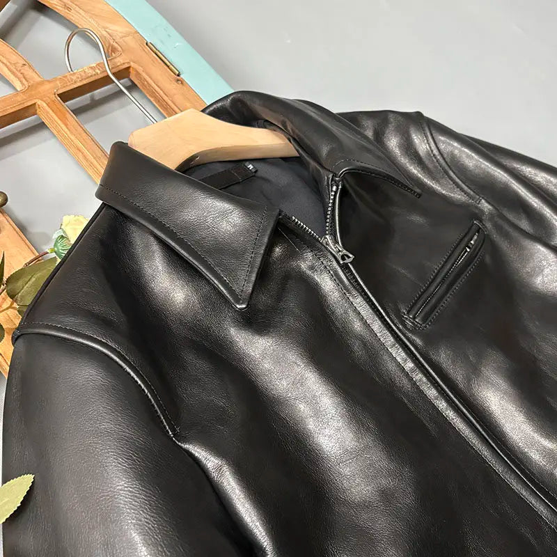 Tailor Brando Batik Cowhide Men's Classic 1930s Retro Genuine Leather Motorcycle Jacket Tailor Brando
