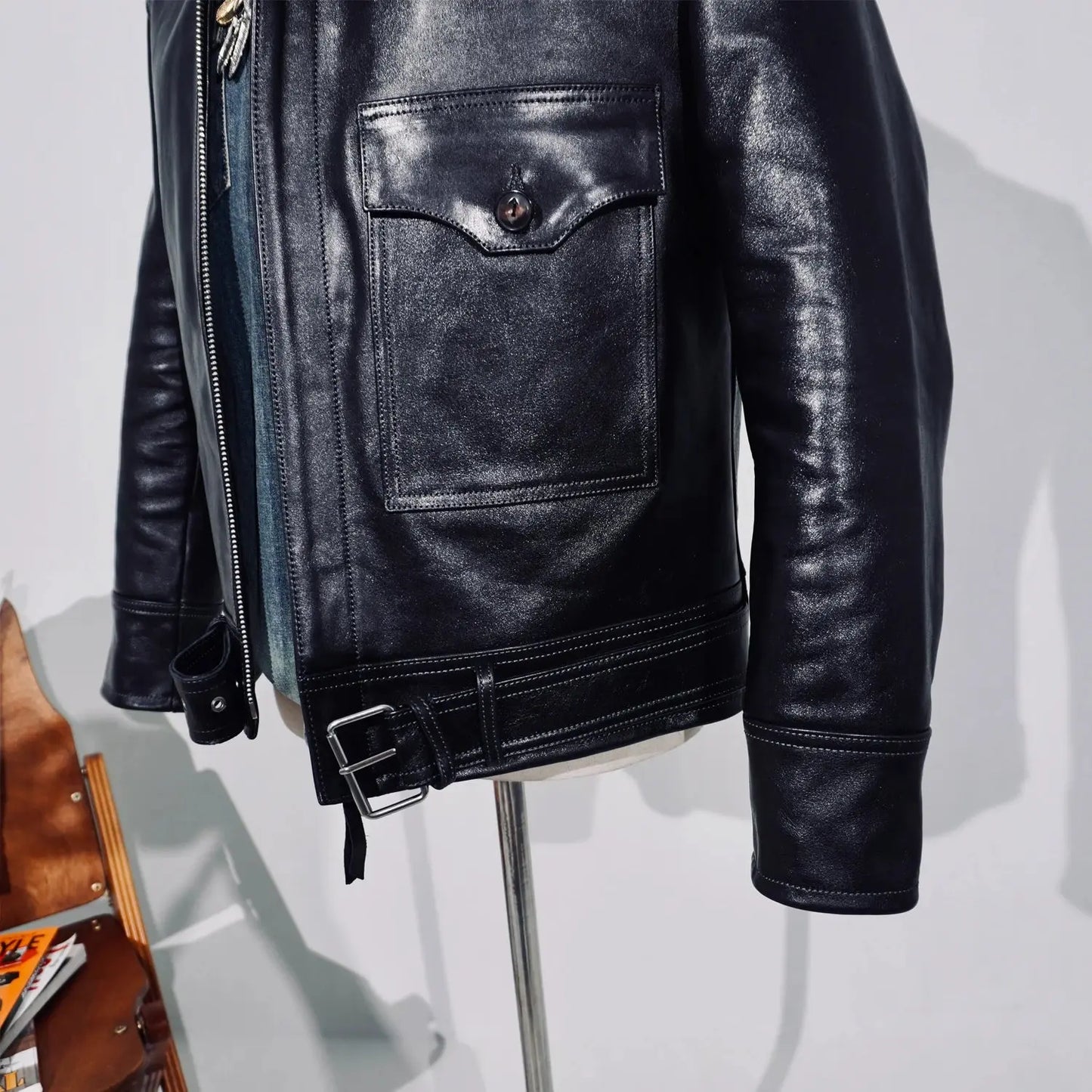 Tailor Brando Full-Grain Vegetable-Tanned Horsehide Classic B2 Bomber Jacket Men's Genuine Leather Jacket Tailor Brando
