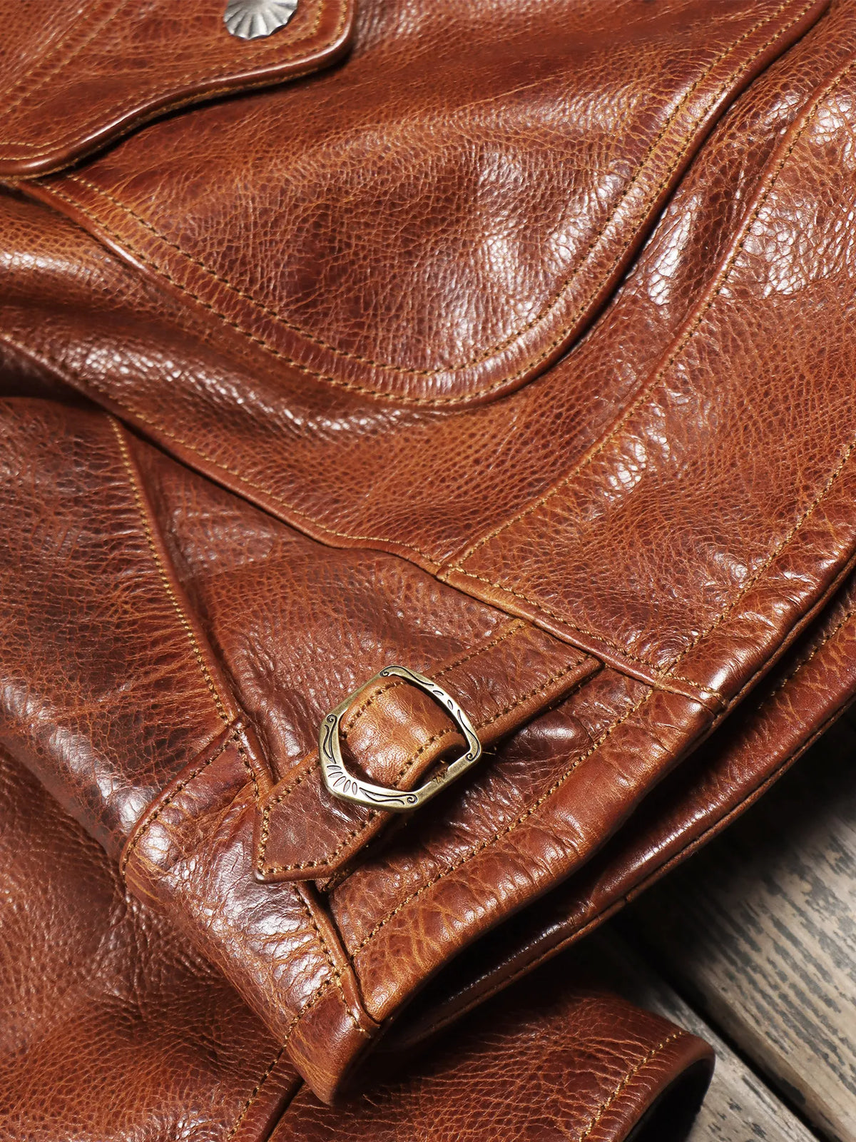 Tailor Brando 1.4mm Vegetable Tanned Calfskin American Vintage Men's Farmer Classic Genuine Leather Jacket Tailor Brando