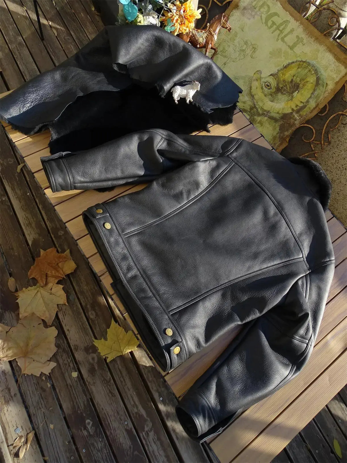 Tailor Brando Natural Shearling American Vintage Storm Rider Western Style Men's Genuine Fur Denim Jacket Tailor Brando