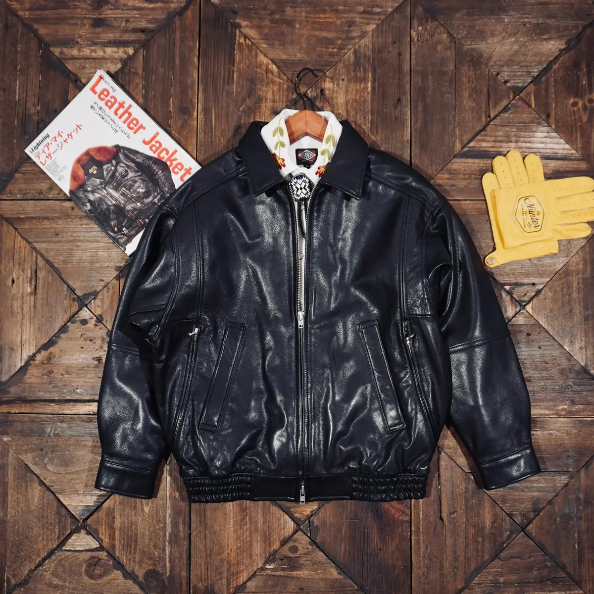 Tailor Brando Full-Grain Water-Dyed Cowhide Men's Oversized Reversible Collar Vintage Genuine Leather Jacket Tailor Brando