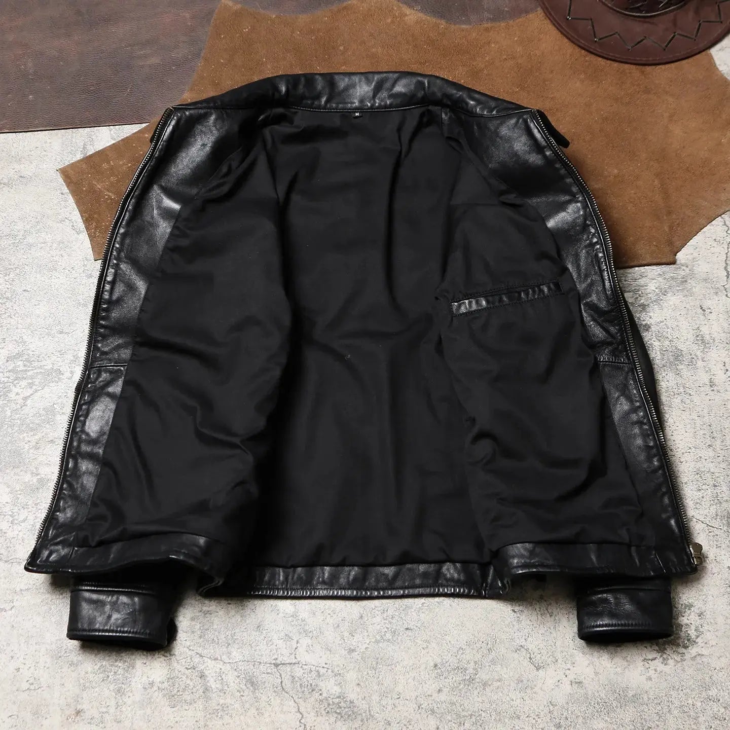 Tailor Brando American Retro Mendoza Washed Batik Horsehide Men's Classic Mendoza Genuine Leather Biker Jacket Tailor Brando
