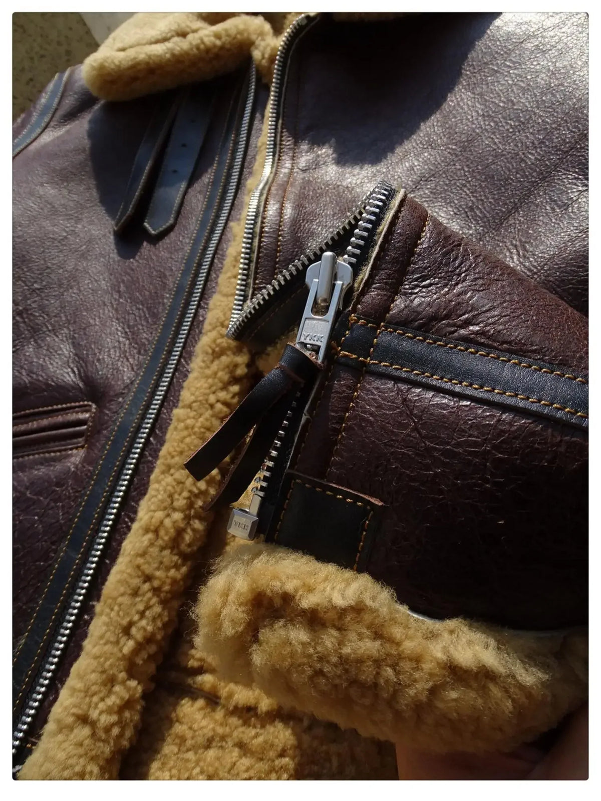 Tailor Brando Merino Shearling Vintage B3 Classic Genuine Fur Bomber Leather Jacket Tailor Brando