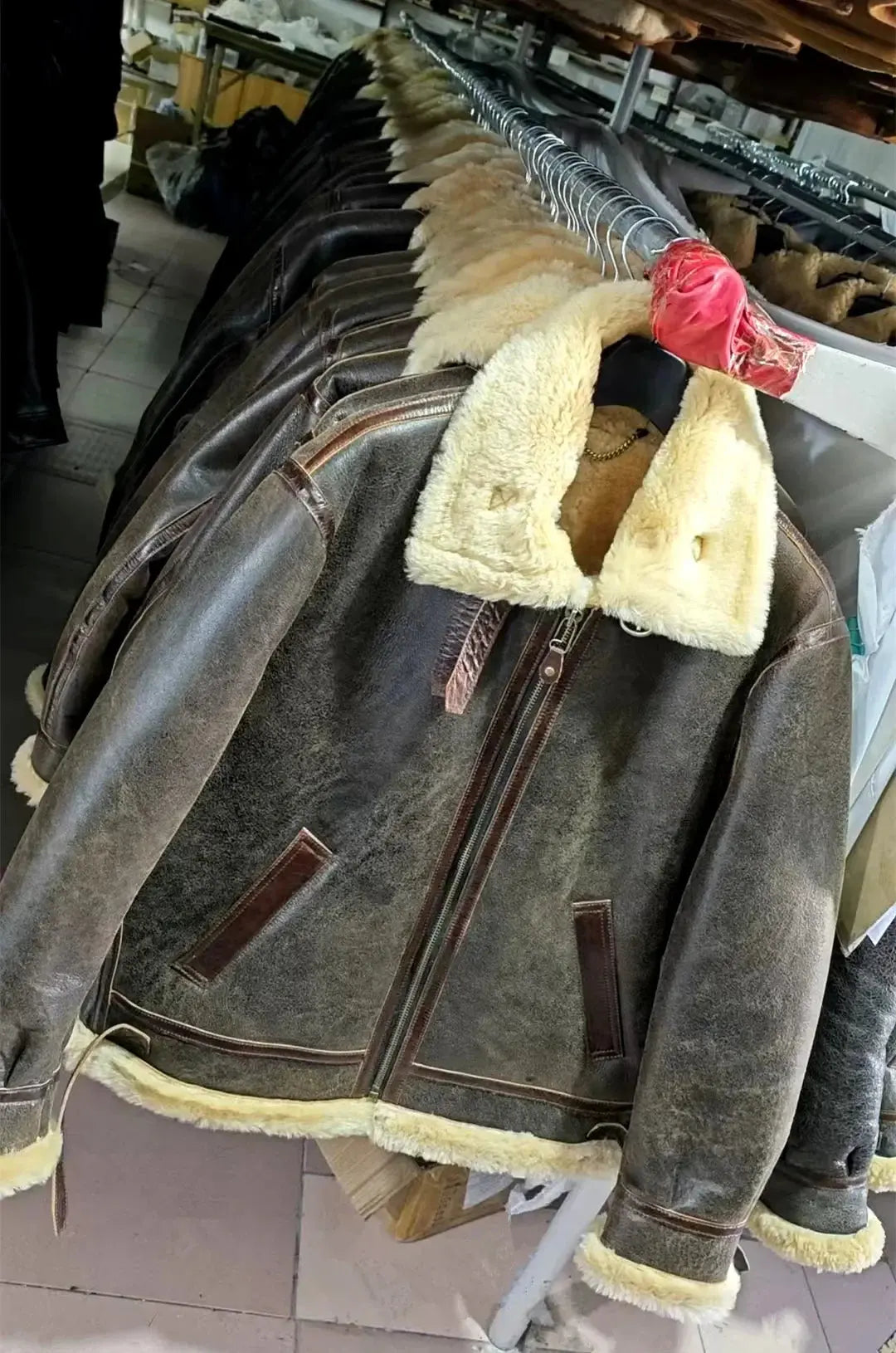 Tailor Brando Original Sheep Shearling Classic B6 Pilot Jacket Men's Warm Winter Genuine Fur Leather Jacket Tailor Brando