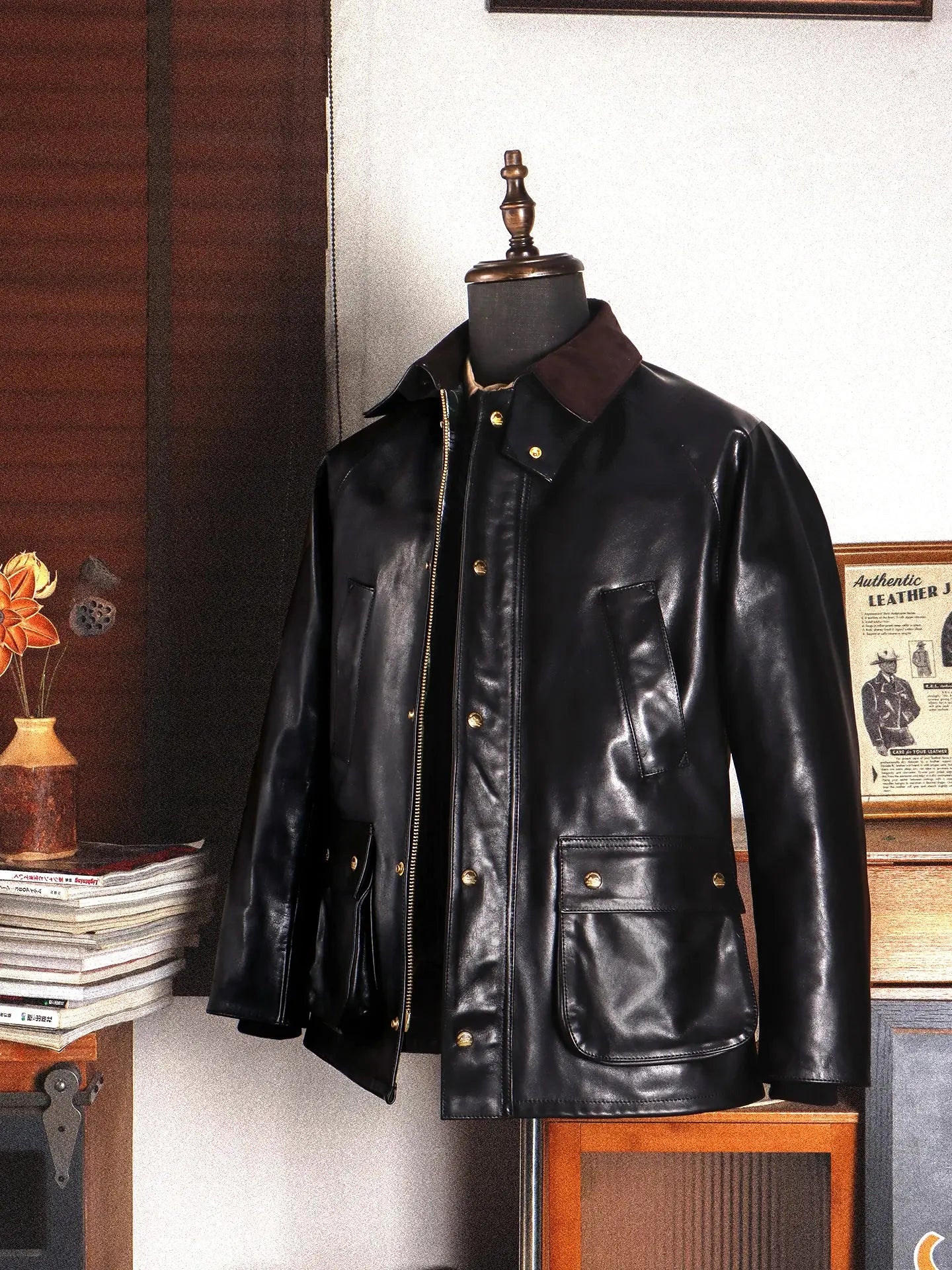 Tailor Brando Replica A*shby Full-Grain Vegetable-Tanned Horsehide Men's Genuine Leather Safari Jacket Tailor Brando