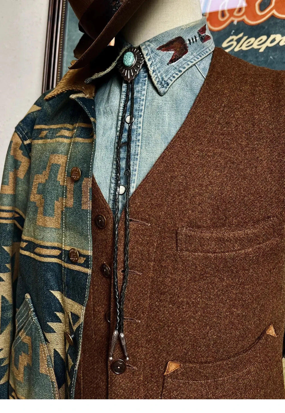 Tailor Brando American Vintage Wool Vest 550g Heavyweight Melange Wool Multi-Pocket Slim-Fit Gentleman's Vest Tailor Brando