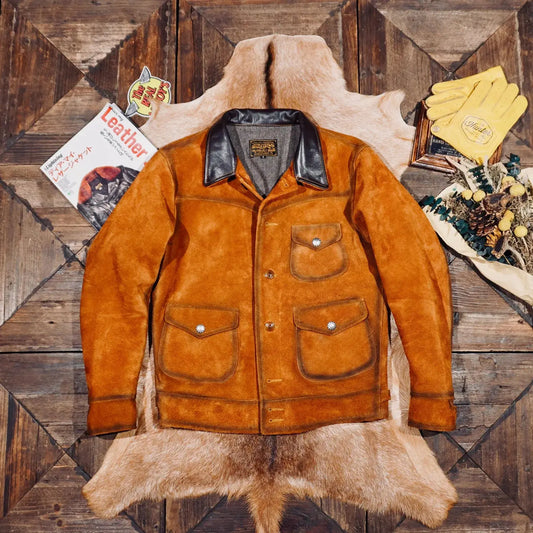 Tailor Brando Washed Distressed Suede Leather Classic Farmer Men's Genuine Leather Vintage Jacket Tailor Brando