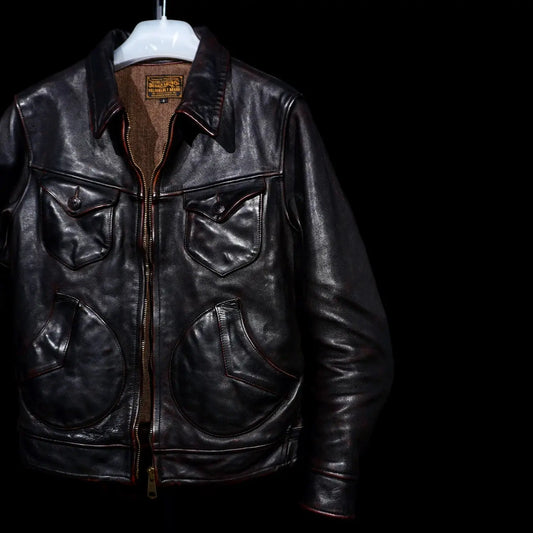 Tailor Brando American Vintage Mendoza Full-Grain Tea-Core Horsehide Men's Leather Motorcycle Jacket Tailor Brando