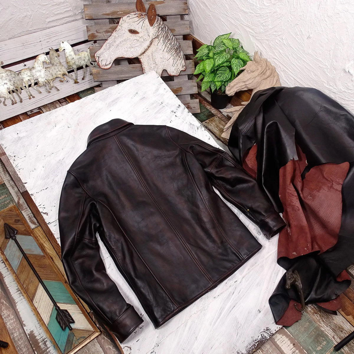 Tailor Brando Vegetable Tanned Handaged Tea Core Horsehide American Vintage Brakeman Classic Genuine Leather Jacket Tailor Brando