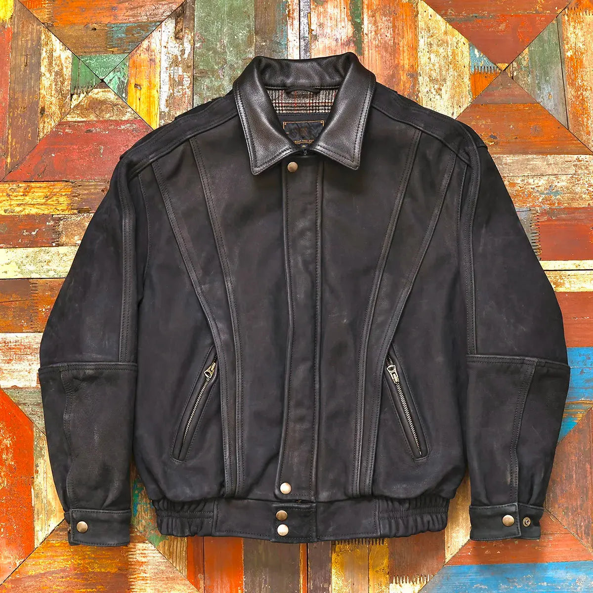 Tailor Brando Uncoated Satin-Finish Cowhide Men's Classic Oversized Genuine Leather Aviator Jacket Tailor Brando