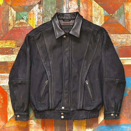 Tailor Brando Uncoated Satin-Finish Cowhide Men's Classic Oversized Genuine Leather Aviator Jacket Tailor Brando
