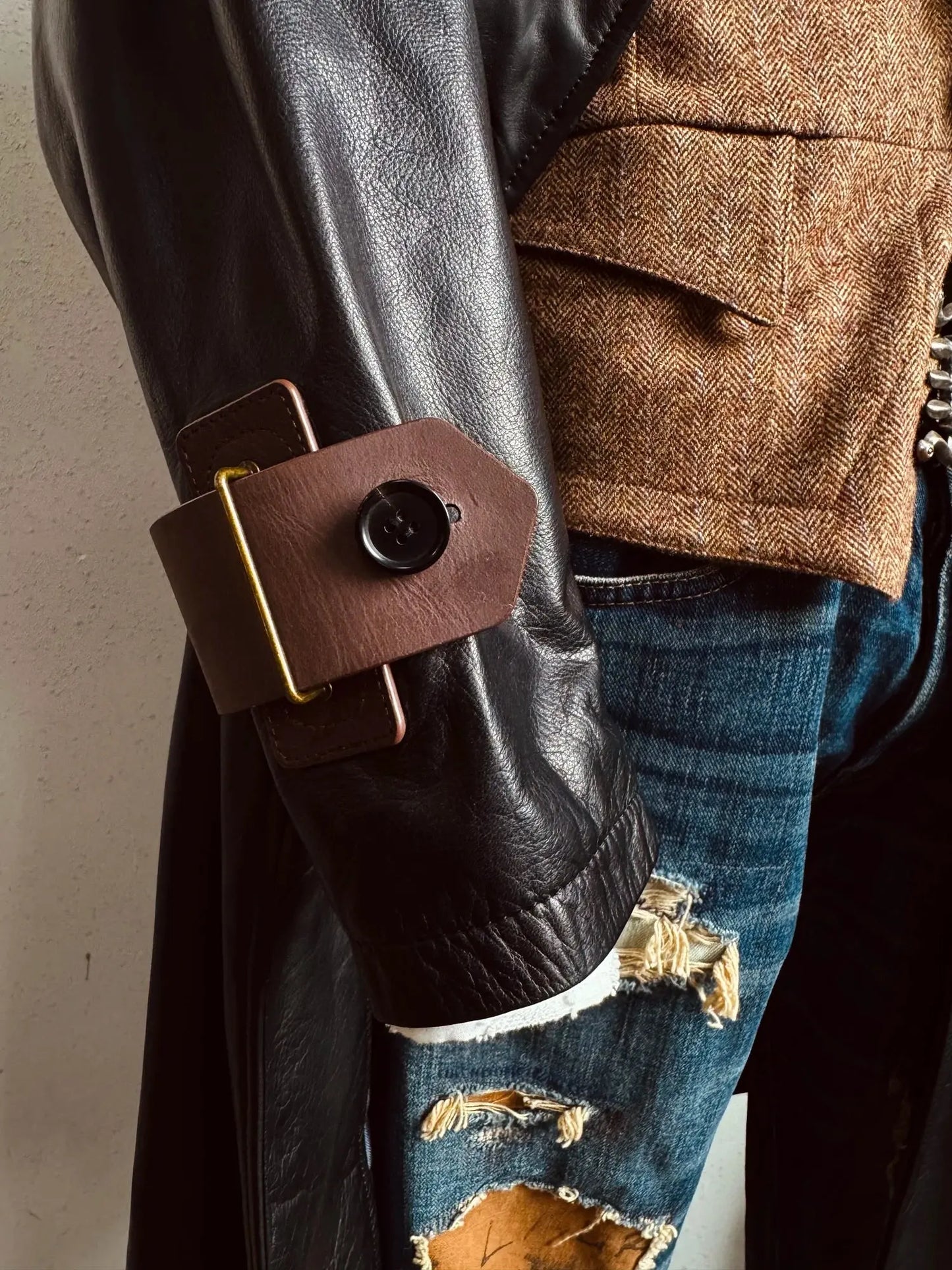 Tailor Brando Italian Vegetable-Tanned Cowhide Classic Lapel Double Breasted Men's Genuine Leather Trench Coat Tailor Brando