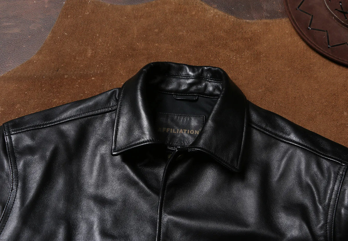 Tailor Brando Classic 90s Batik Goatskin Men's Vintage Oversized Genuine Leather Jacket Tailor Brando