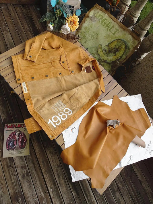 Tailor Brando Washed Aged Goatskin Unlined American Vintage 507 Western Style Men's Genuine Leather Cowboy Jacket