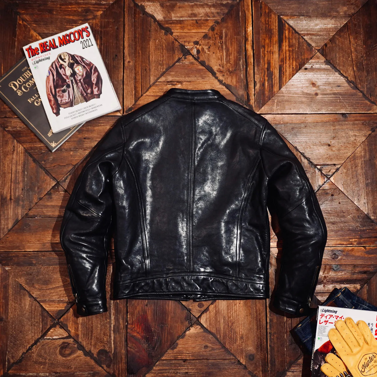 Tailor Brando Full Grain Vegetable Tanned Cowhide Men's Retro Short Stand Up Collar Genuine Leather Biker Jacket Tailor Brando