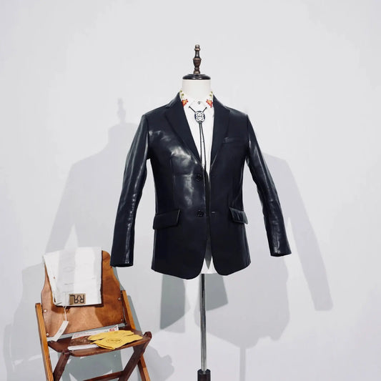 Tailor Brando Italian Full-Grain Vegetable-Tanned Horsehide Men's Classic Vintage Genuine Leather Suit Jacket Tailor Brando