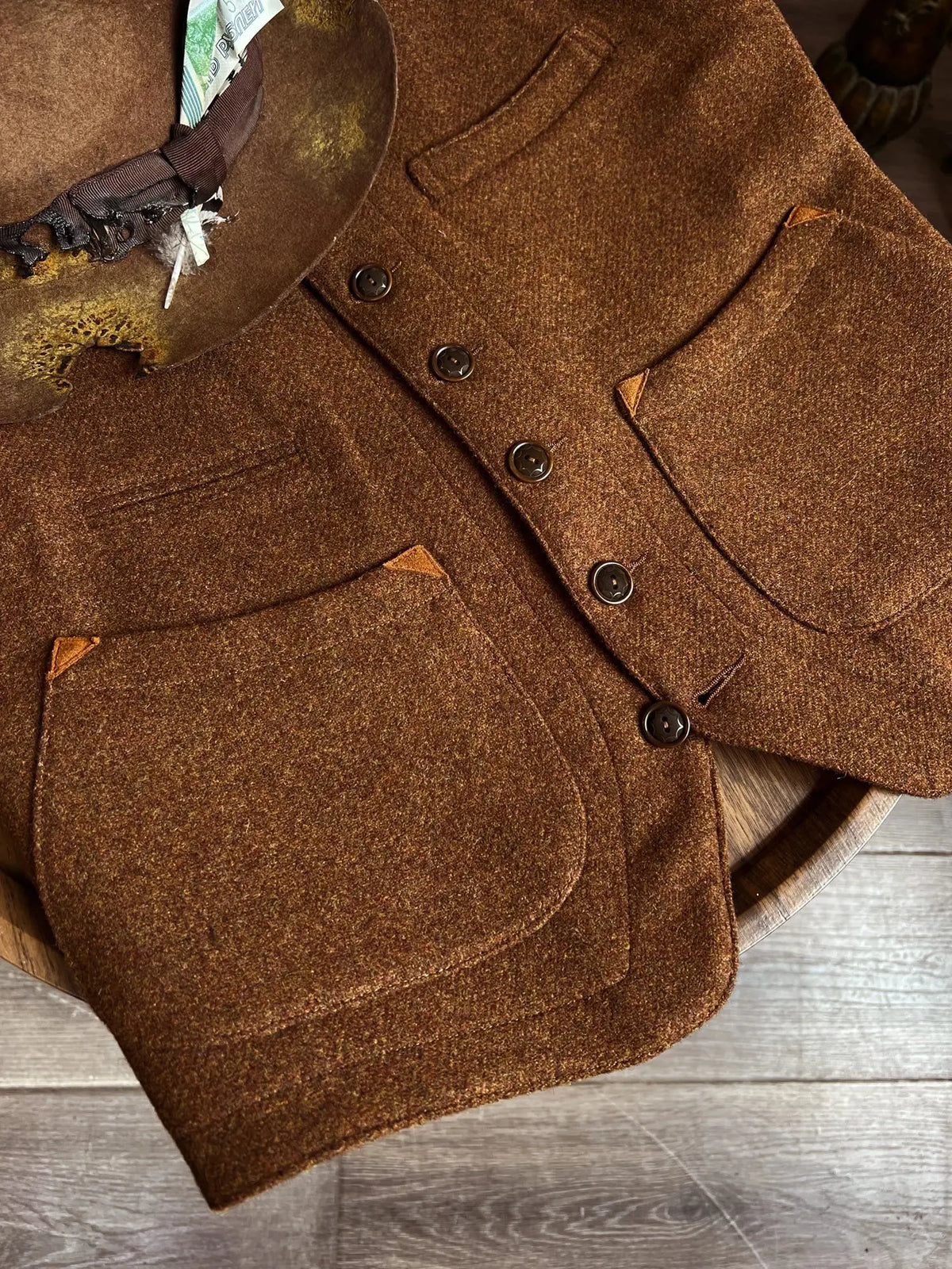 Tailor Brando American Vintage Wool Vest 550g Heavyweight Melange Wool Multi-Pocket Slim-Fit Gentleman's Vest Tailor Brando