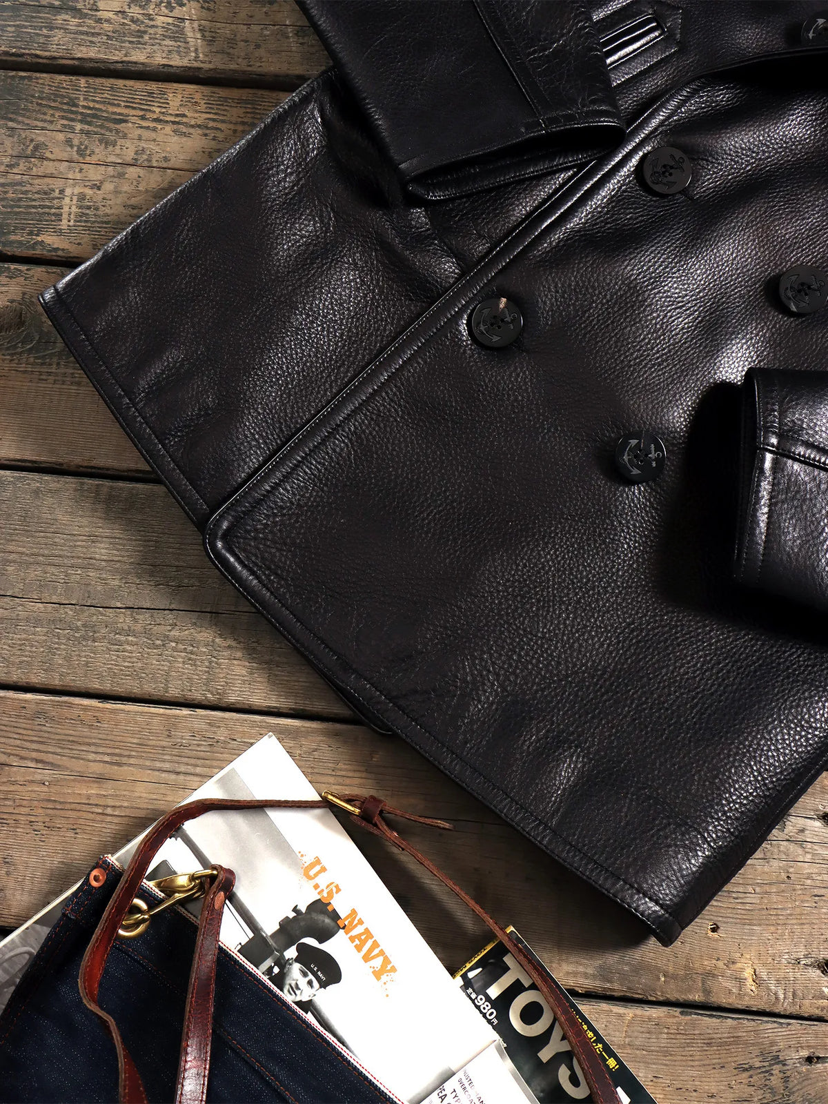 Tailor Brando Full Grain Cowhide 740 Pea Coat Retro Genuine Leather Double-breasted Jacket Tailor Brando