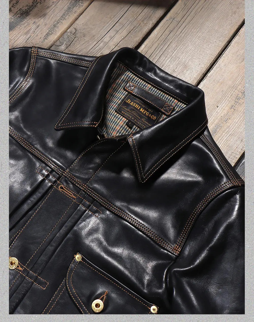 Tailor Brando Uncoated Vegetable-Tanned Calfskin Men's 506XX Vintage Genuine Leather Denim Jacket Tailor Brando