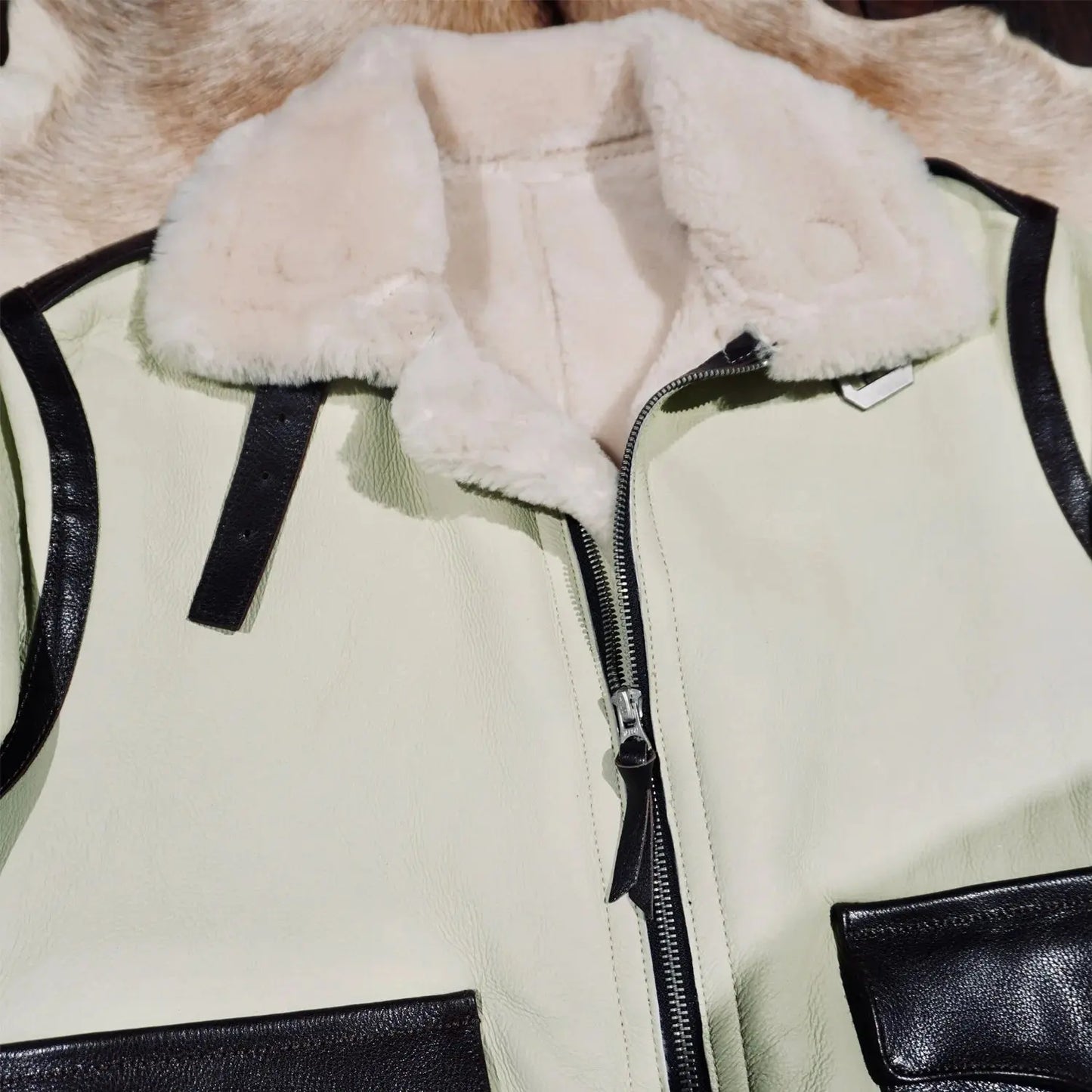 Tailor Brando Authentic Shearling & Vegetable-Tanned Calfskin Men's Classic B3 Bomber Jacket Men's Genuine Fur Jacket Tailor Brando