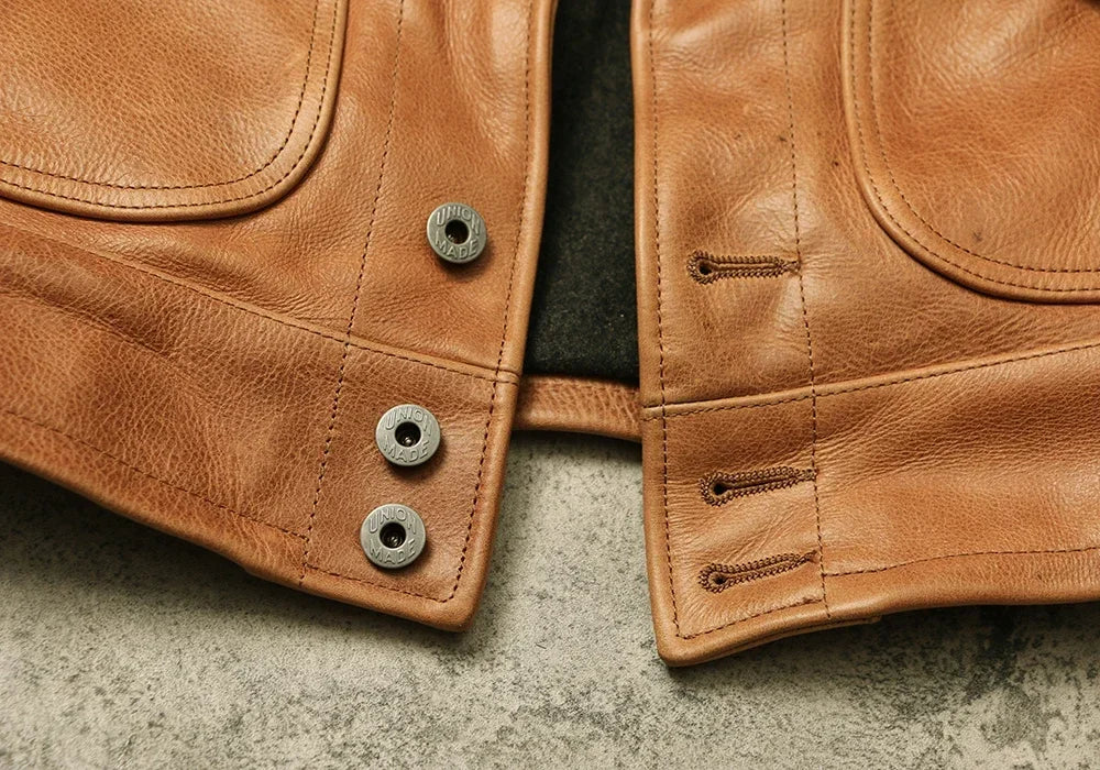 Tailor Brando RL American vintage leather jacket 1.7mm thick soft batik rosin cowhide leather jacket click work leather jacket