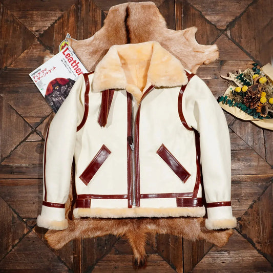Tailor Brando New Zealand Merino Shearling Classic B3 Men's American Retro Winter Warm Bomber Genuine Leather Fur Jacket Tailor Brando