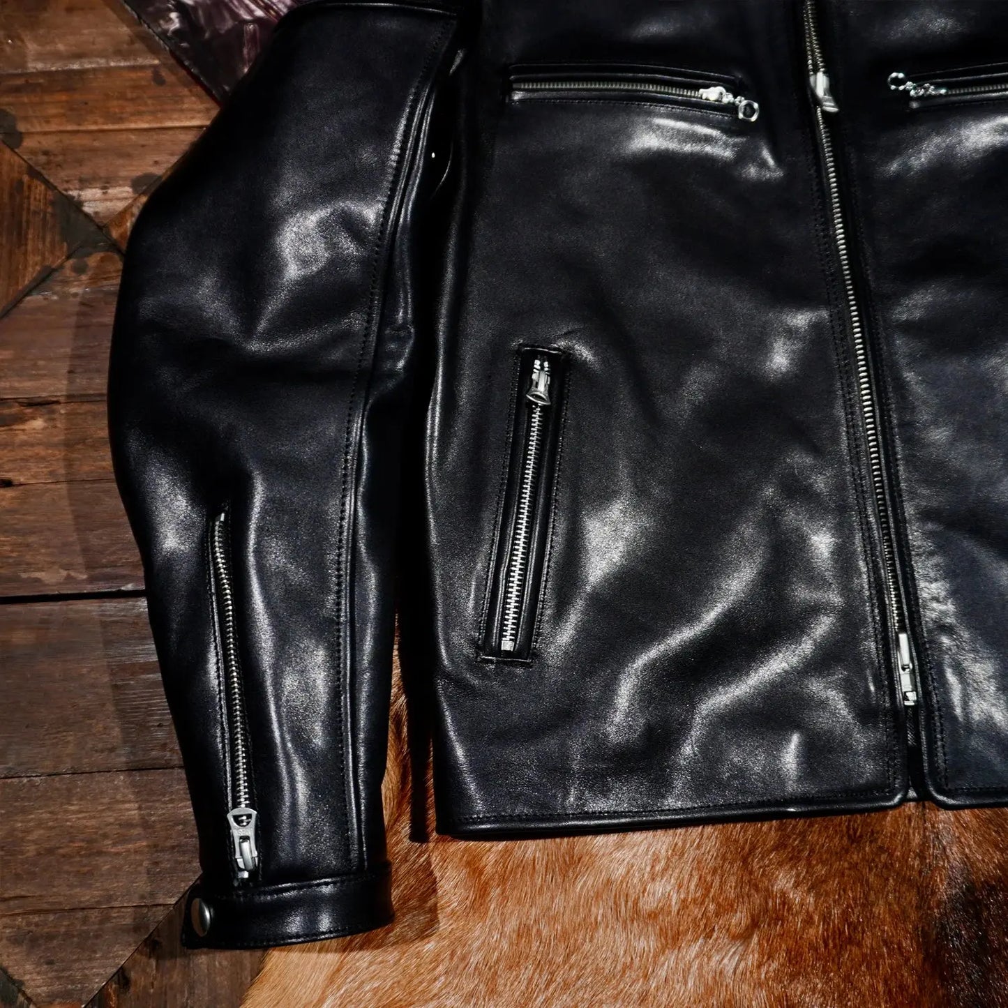 Tailor Brando Full-Grain Vegetable-Tanned Horsehide Men's Classic Stand-Up Collar J100 Genuine Leather Biker Jacket Tailor Brando