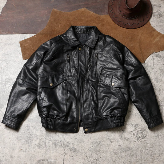 Tailor Brando Batik Goatskin Men's Oversized Vintage Genuine Leather Jacket Tailor Brando
