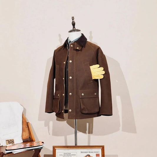 Tailor Brando Replica BBR British Vintage Full Grain Cowhide Men's Genuine Leather Safari Jacket Tailor Brando