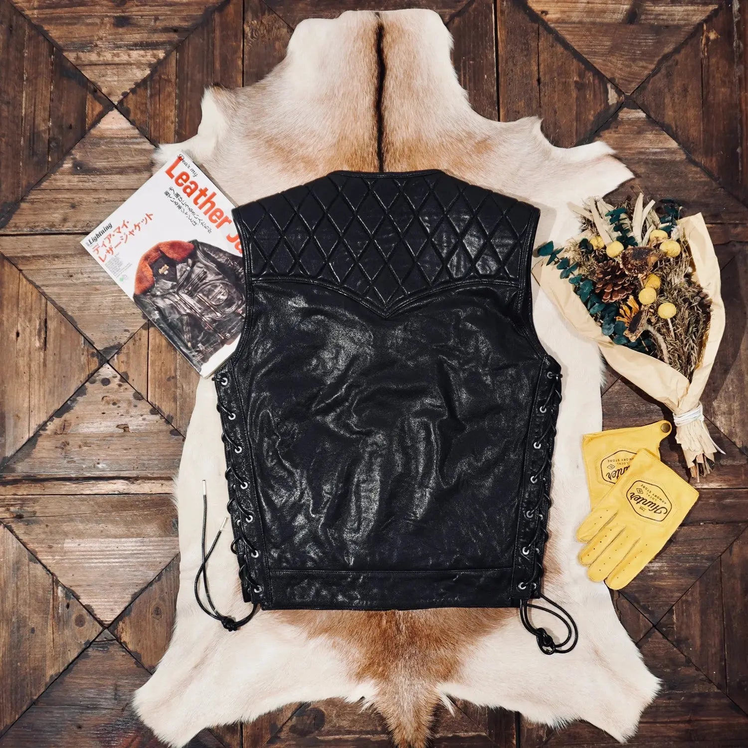 Tailor Brando American Retro Full Vegetable-Tanned Sheepskin Men's Genuine Leather Motorcycle Vest Tailor Brando