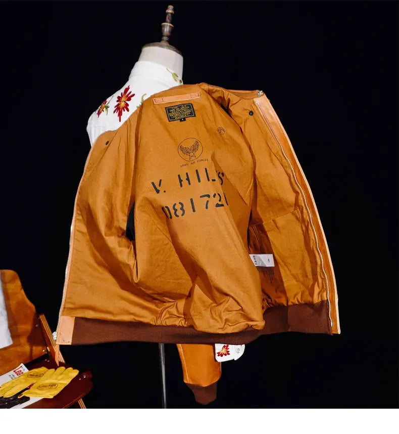Tailor Brando East*m*n 16159 Classic A2 Vintage Pilot Jacket Men's Full-Grain Vegetable-Tanned Oil-Waxed Horsehide Jacket Tailor Brando