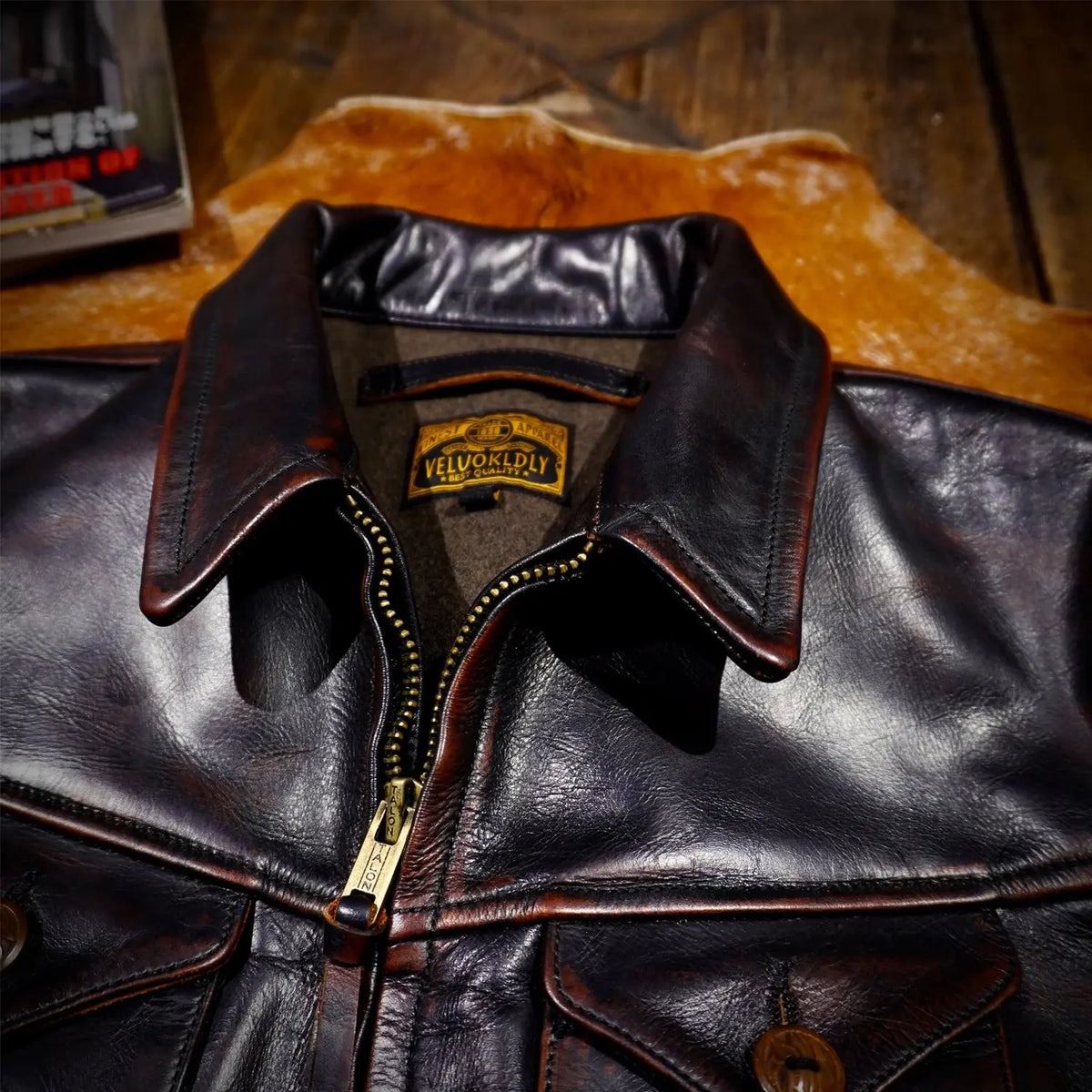 Tailor Brando Classic American Vintage Mendoza Full-Grain Tea-Core Horsehide Men's Genuine Leather Motorcycle Jacket Tailor Brando