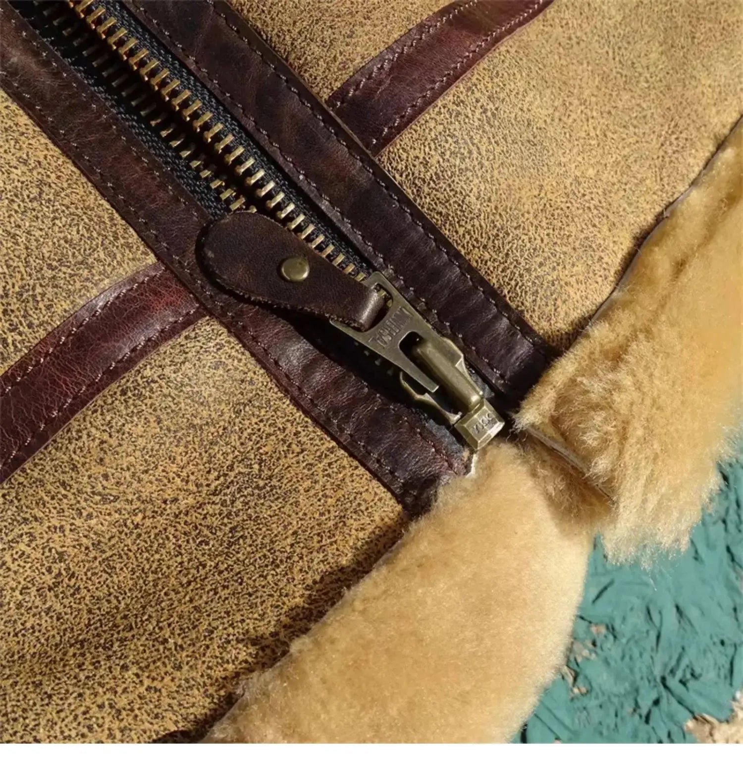 Tailoir Brando Original Sheepskin Shearling Classic B6 Men's Retro Genuine Leather Winter Warm Bomber Jacket Tailor Brando