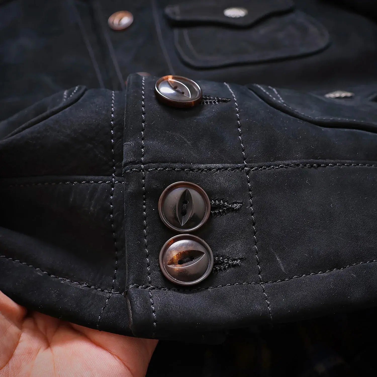 Tailor Brando Uncoated Brushed Cowhide American Western-Style Lapel Men's Genuine Leather Denim Jacket Tailor Brando