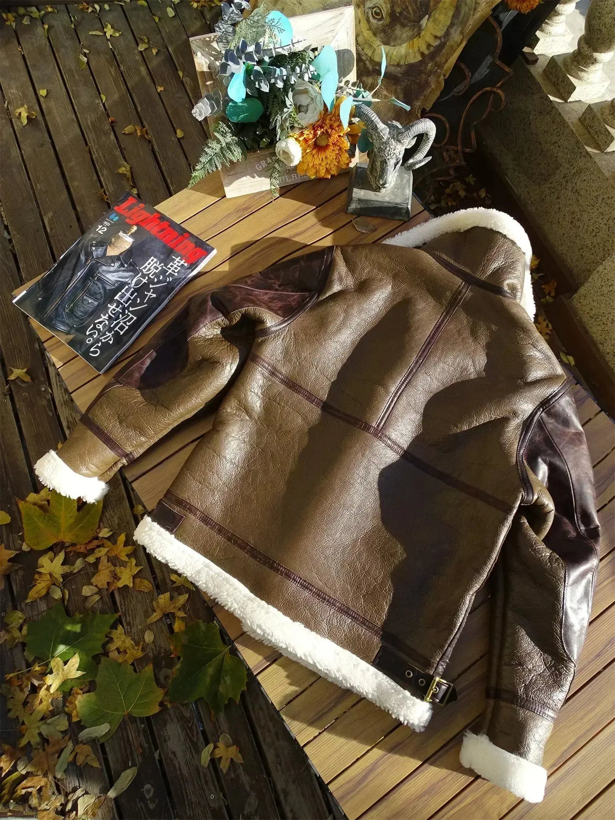 Tailor Brando Original Sheep Shearling Men's Vintage Winter Warm Fur Jacket Short Genuine Leather Jacket Tailor Brando