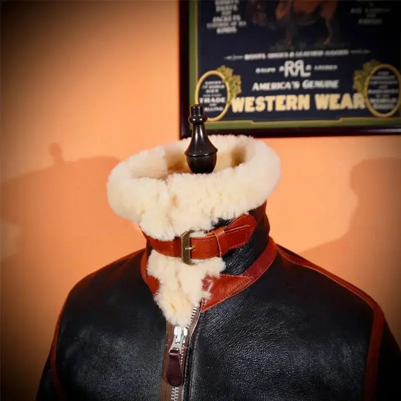 Tailor Brando American Retro Classic D1 Thick Merino Fur Integrated Leather Bomber Slim B3 Flight Suit Men Tailor Brando