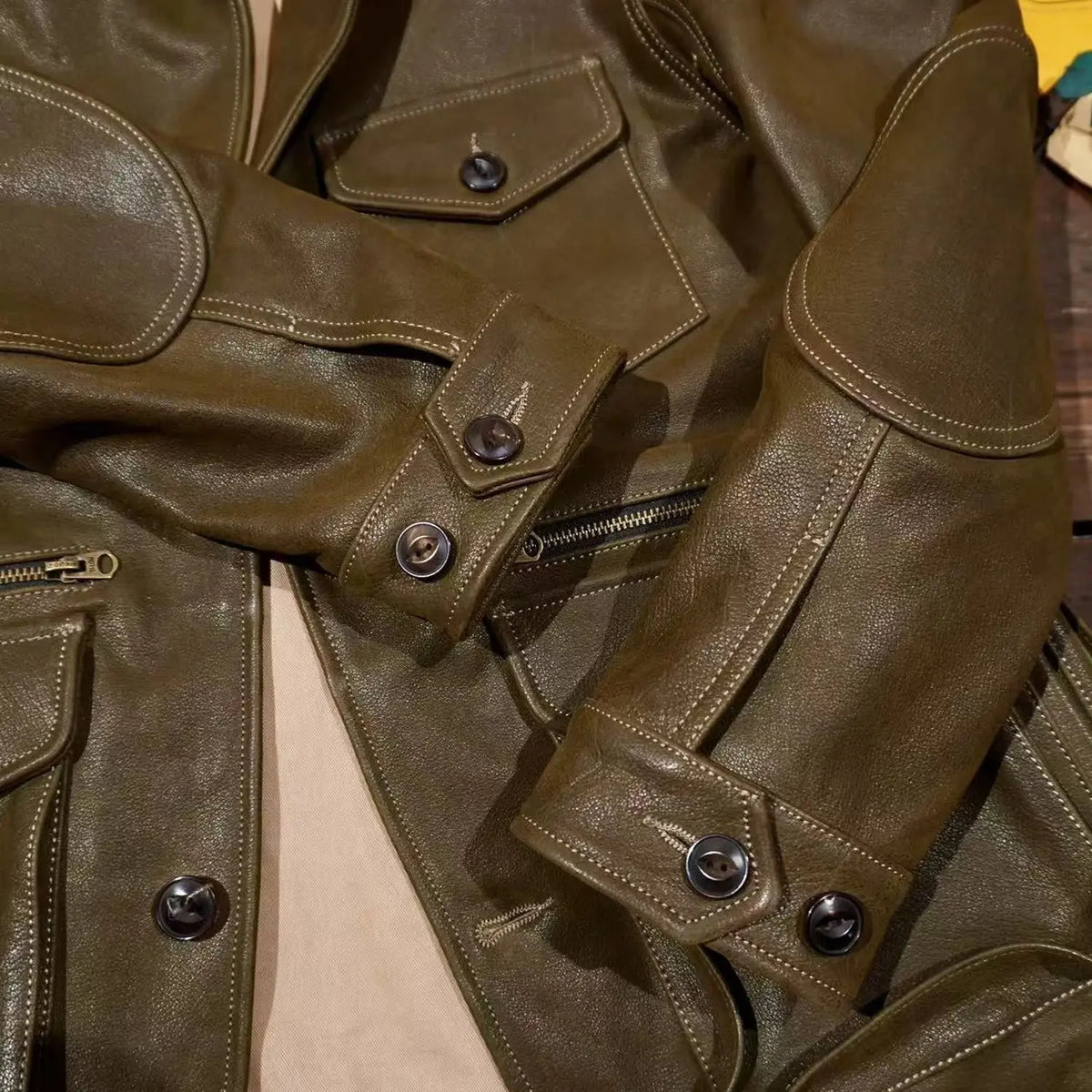 Tailor Brando American Vintage Western Style Full-Grain Cowhide Four-Pocket Men's Genuine Leather Safari Jacket Tailor Brando