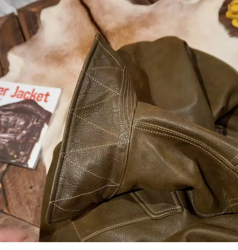 Tailor Brando American Vintage Western Style Full-Grain Cowhide Four-Pocket Men's Genuine Leather Safari Jacket Tailor Brando
