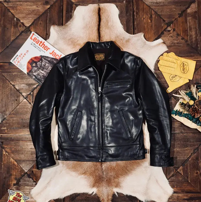 Tailor Brando Full-Grain Vegetable-Tanned Horsehide American Vintage Classic 1930s Men's Genuine Leather Biker Jacket TWC701&750 Tailor Brando