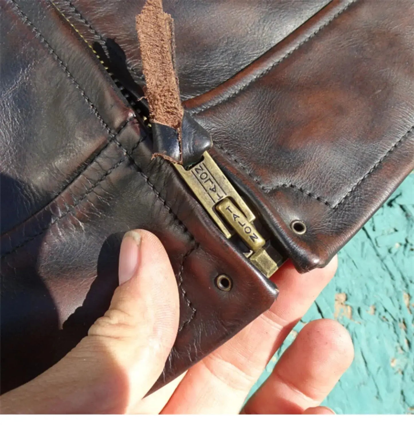 Tailor Brando Full Grain Teacore Horsehide Classic Handaged Mendoza Men's Genuine Leather Biker Jacket Tailor Brando