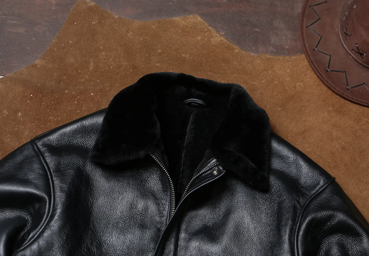 Tailor Brando Classic Oversized Men's Winter Warmth Genuine Leather Jacket Tailor Brando