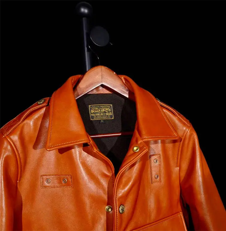 Tailor Brando Classic California Riders Multi Pocket Full Grain Vegetable Tanned Horsehide Men's Short Genuine Leather Jacket Tailor Brando