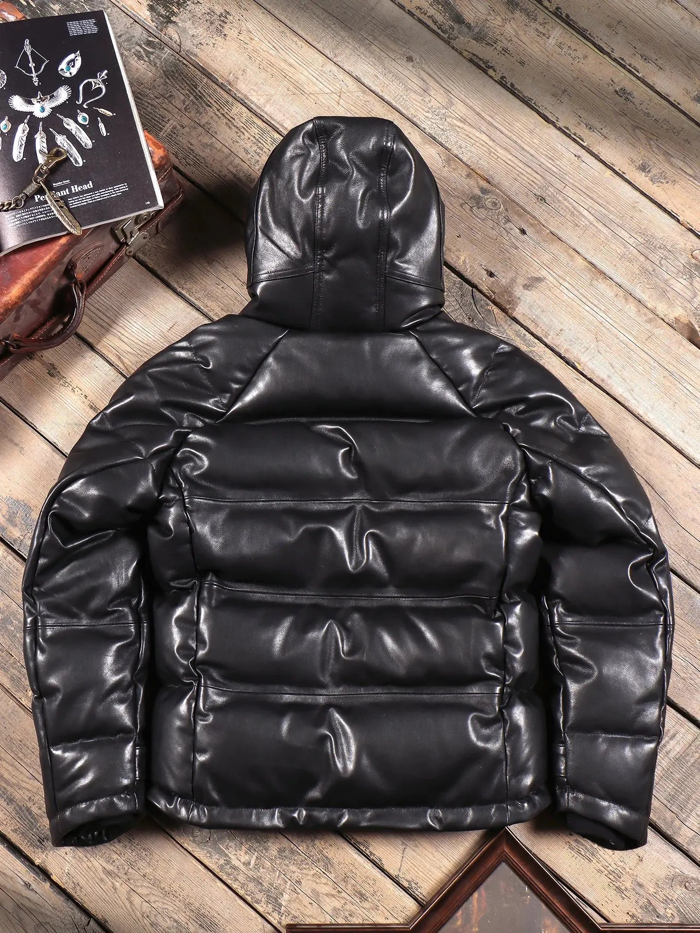 Tailor Brando Italian Sheepskin 400g White Duck Down Men's Winter Warmth Hooded Genuine Leather Down Jacket Tailor Brando