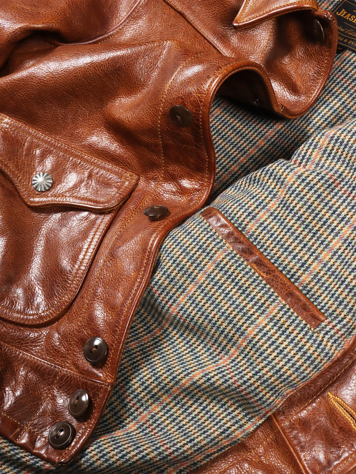 Tailor Brando 1.4mm Vegetable Tanned Calfskin American Vintage Men's Farmer Classic Genuine Leather Jacket Tailor Brando