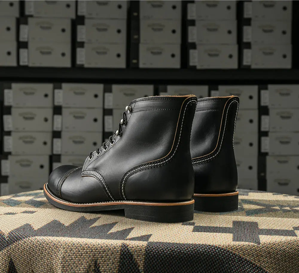 Italian Tea-core Cowhide Goodyear Work Boots Paratrooper Boots Tailor Brando